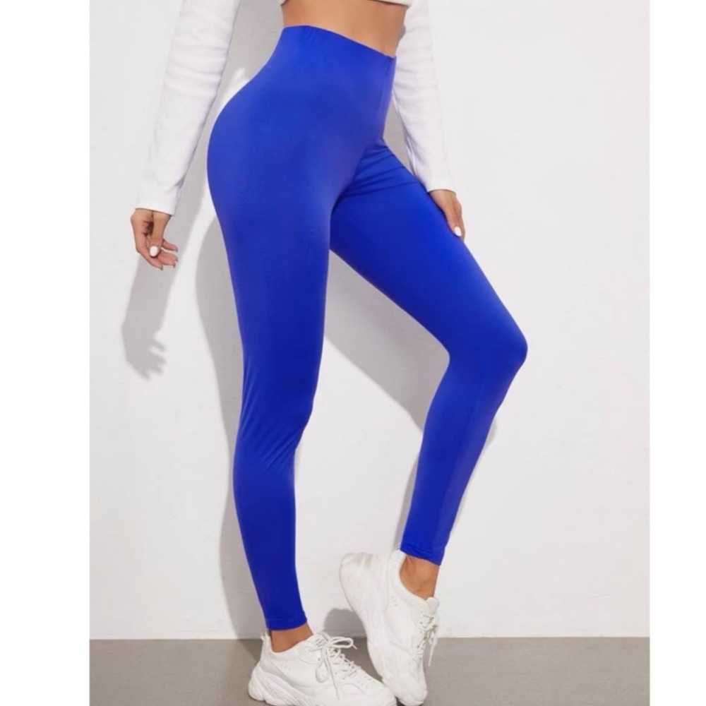 Shein Royal Blue High Waist Solid Legging